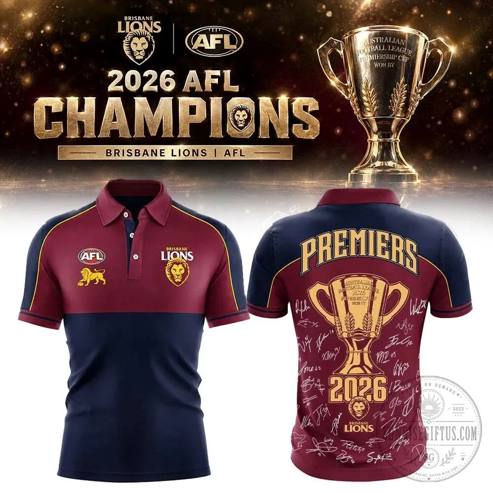 Brisbane Lions 2026 AFL Champions Premiership Polo Shirt