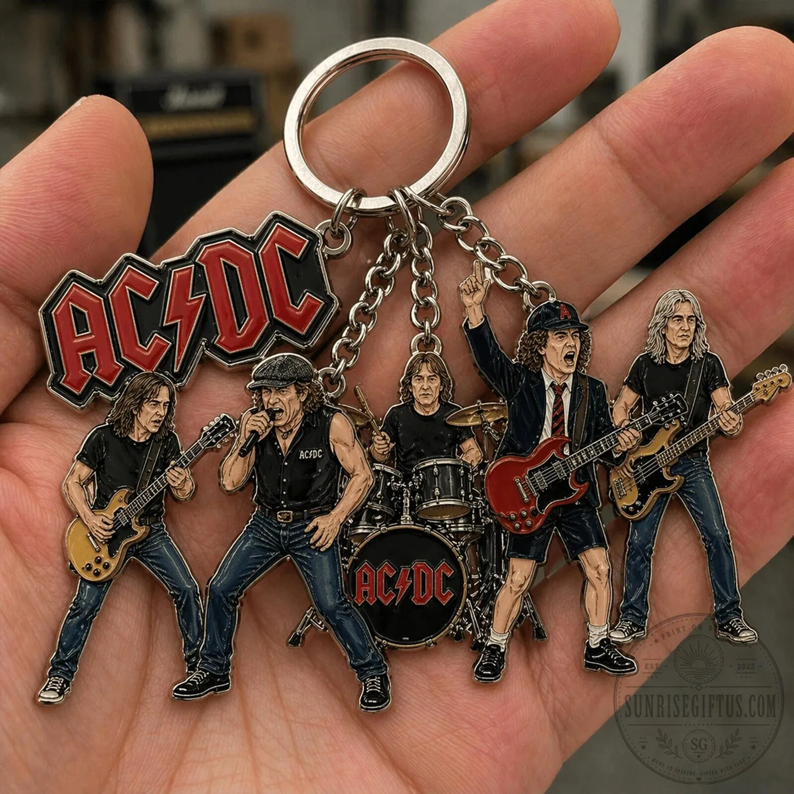 ACDC Band Members Rock and Roll Music Group Keychain 5 ACDC Band Members Rock and Roll Music Group Keychain