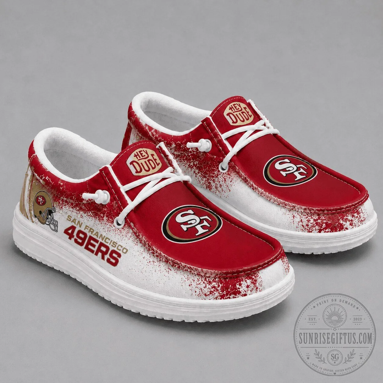 San Francisco 49ers Team Logo Red and White Casual Loafer Shoes