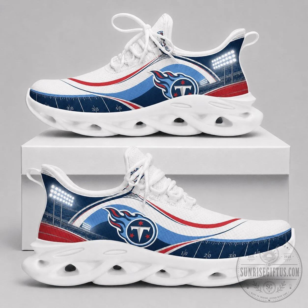 Tennessee Titans NFL Team Logo White Athletic Sneakers