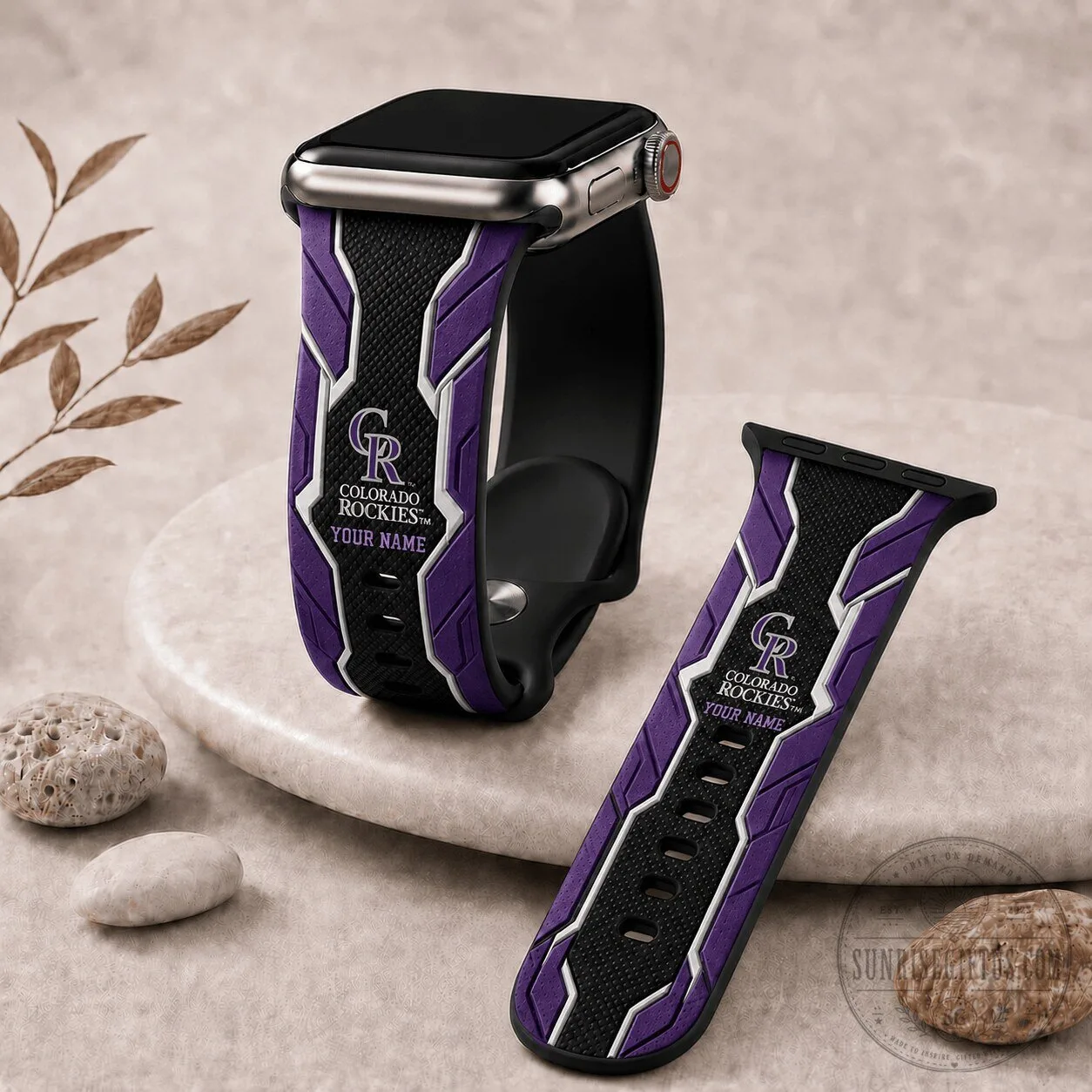 Colorado Rockies Major League Baseball Team Apple Watch Band Custom Name