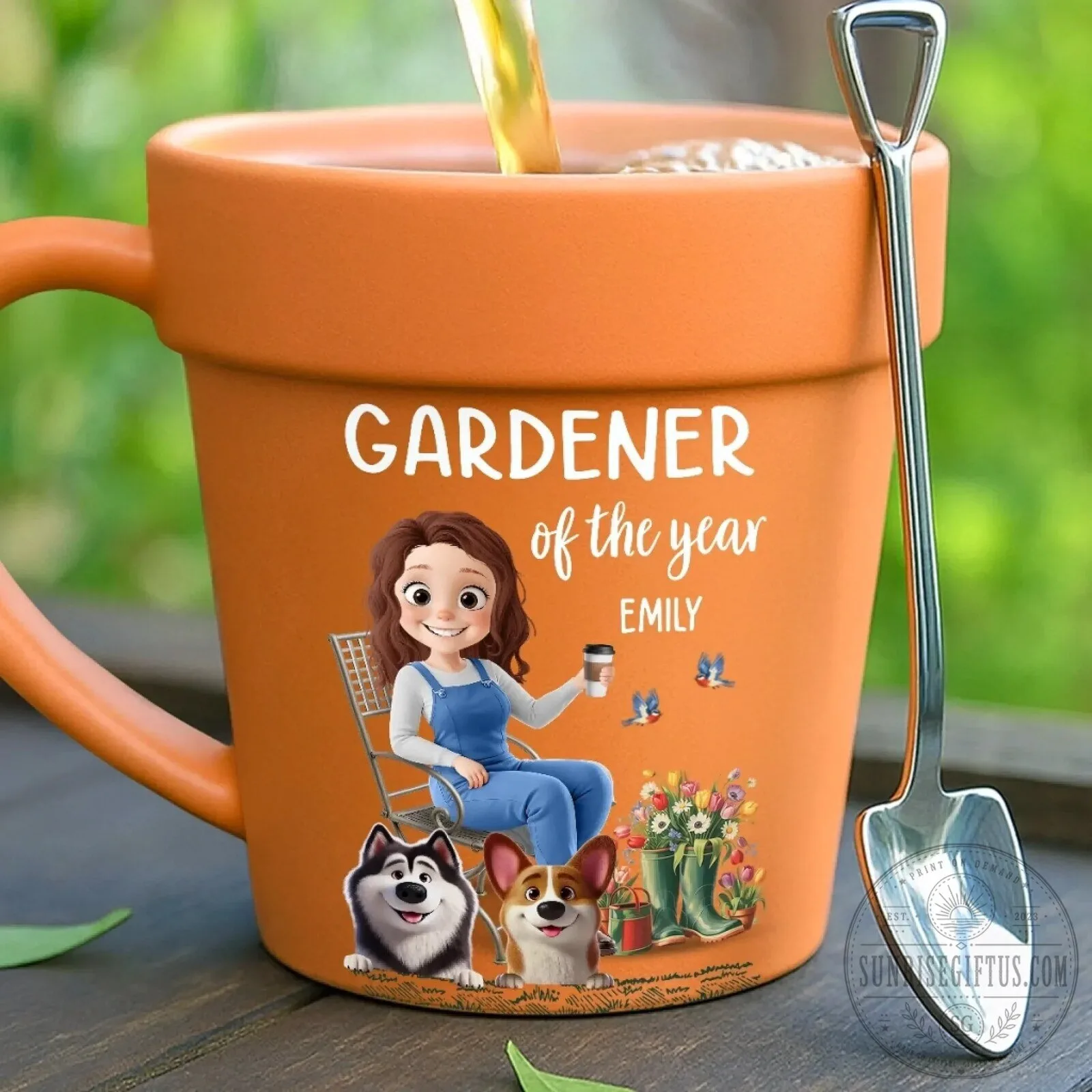 Personalized Gardener of the Year Terracotta Plant Pot Mug with Custom Name