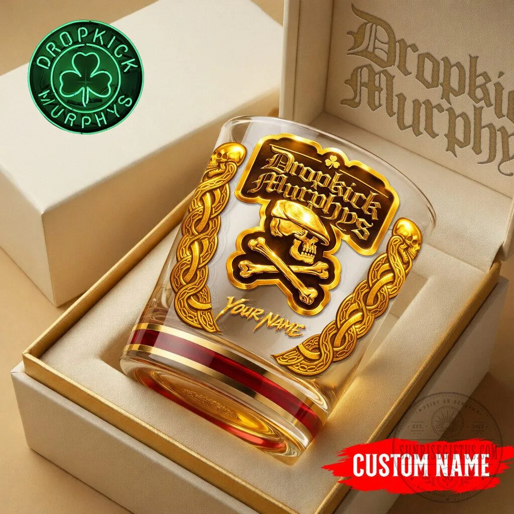 Dropkick Murphys Skull and Crossbones Personalized Whiskey Glass