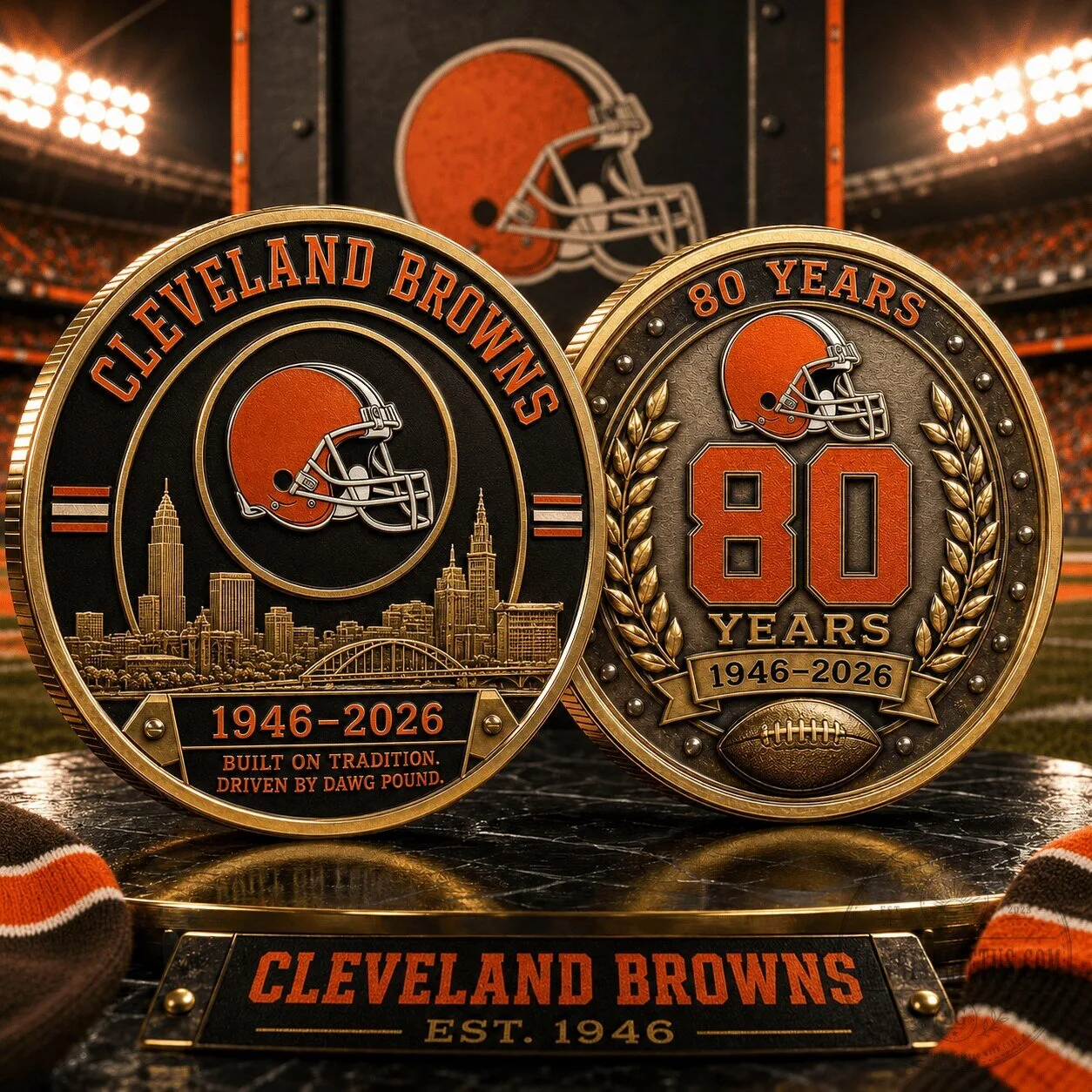 Cleveland Browns 80th Anniversary Commemorative Football Coin 2 Cleveland Browns 80th Anniversary Commemorative Football Coin