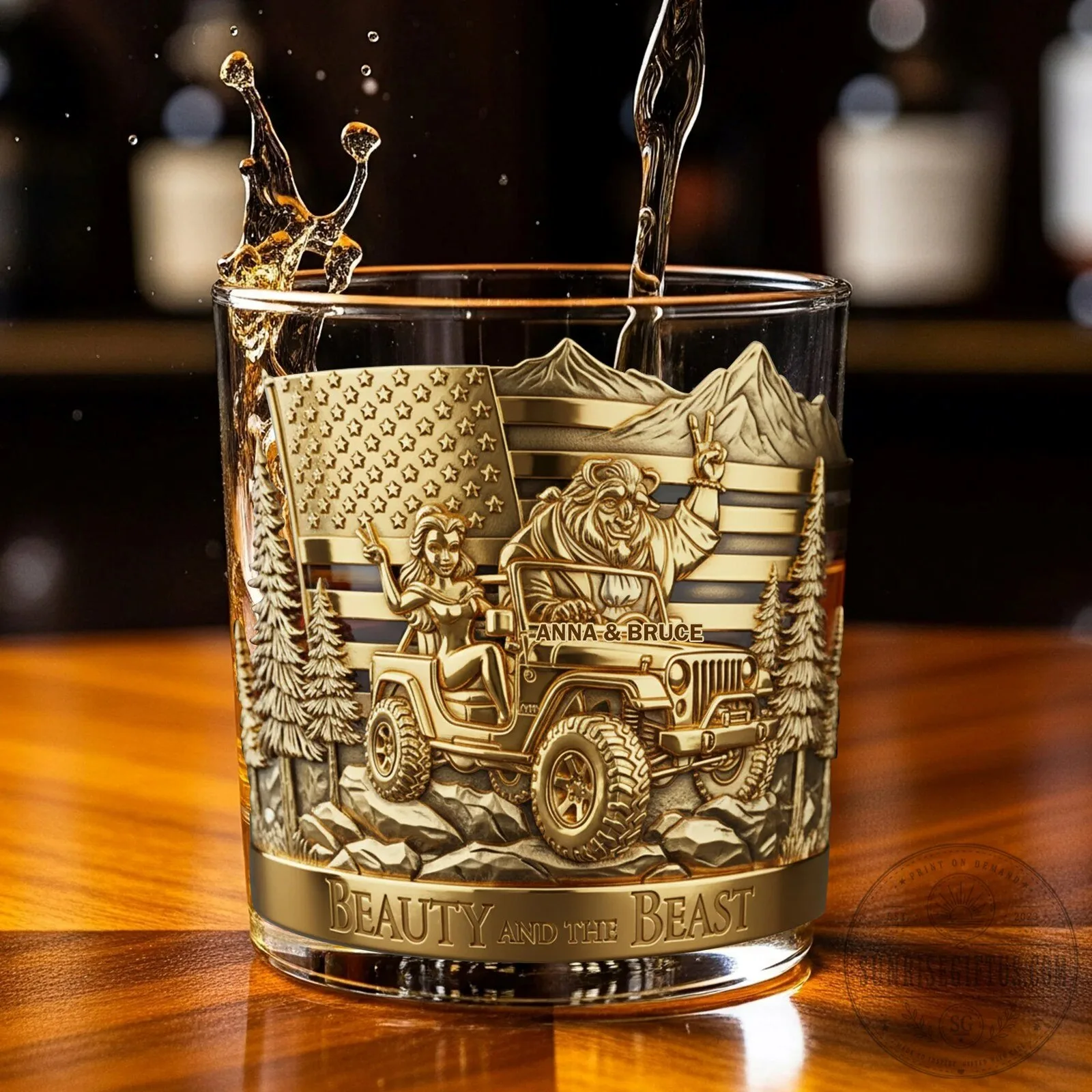 Beauty And The Beast Off-Road Couple Personalized Drinking Glass