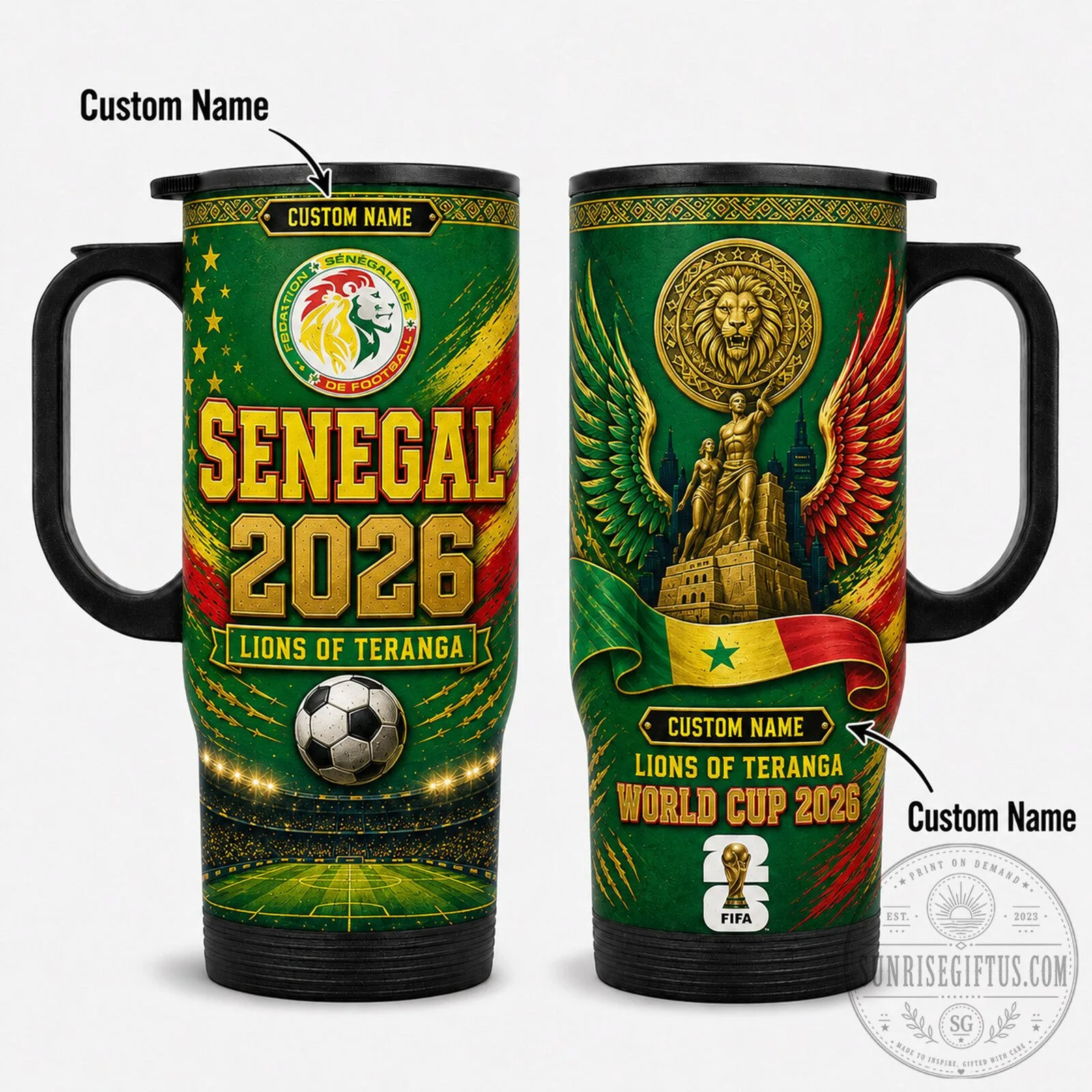 Senegal National Football Team World Cup 2026 Lions of Teranga Travel Tumbler