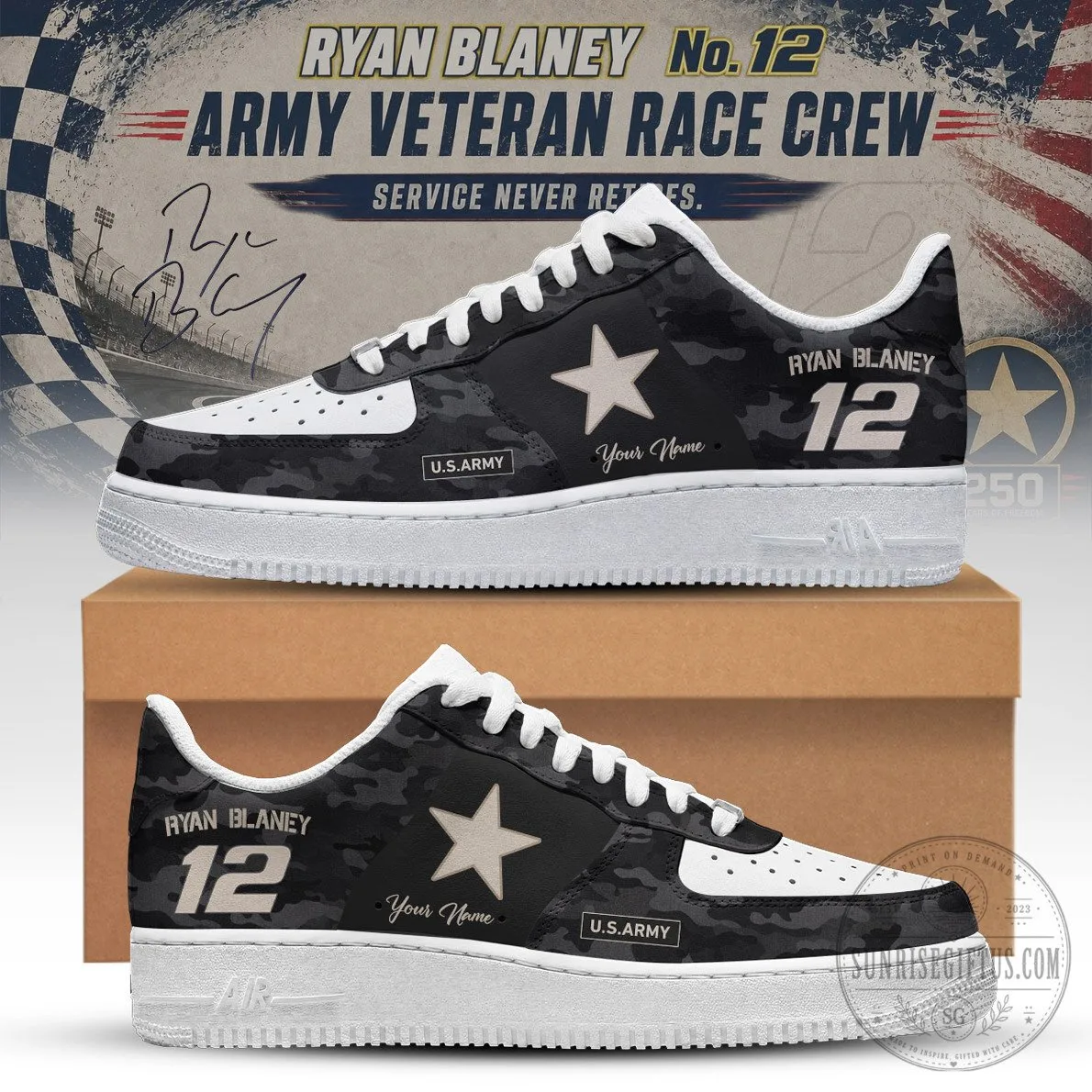 No 12 Veteran Race Crew Personalized Camo AF1 5 No 12 Veteran Race Crew Personalized Camo AF1