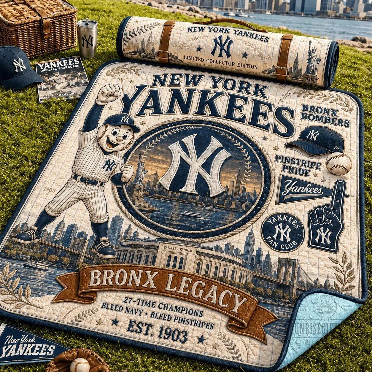 New York Yankees Baseball Team Stadium Legacy Picnic Blanket 5 New York Yankees Baseball Team Stadium Legacy Picnic Blanket