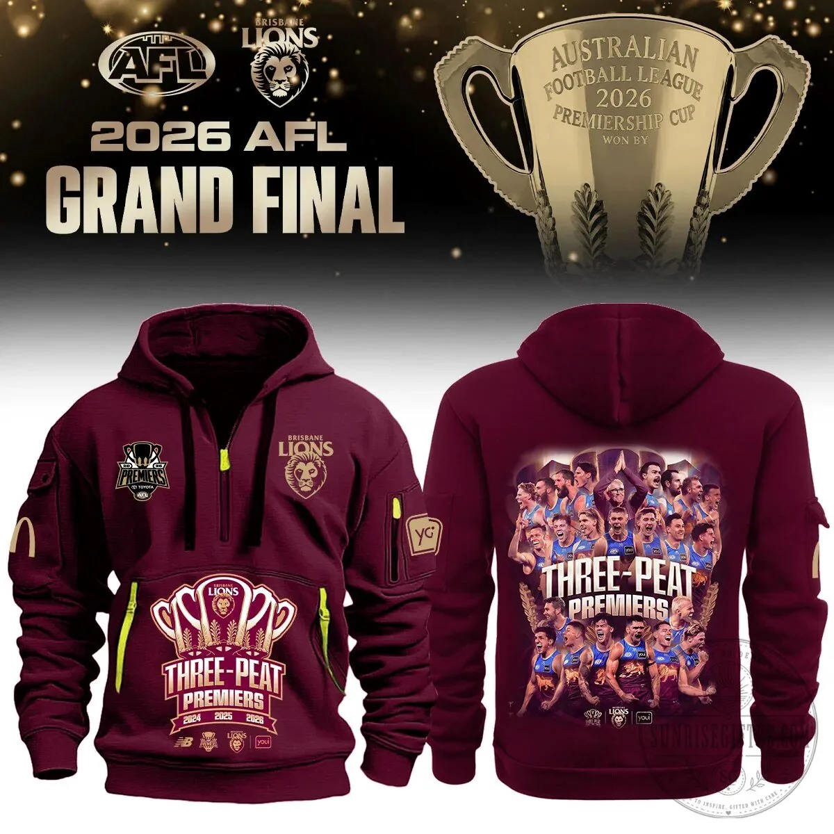 Brisbane Lions Australian Football League 2026 Premiership Three-Peat Hoodie