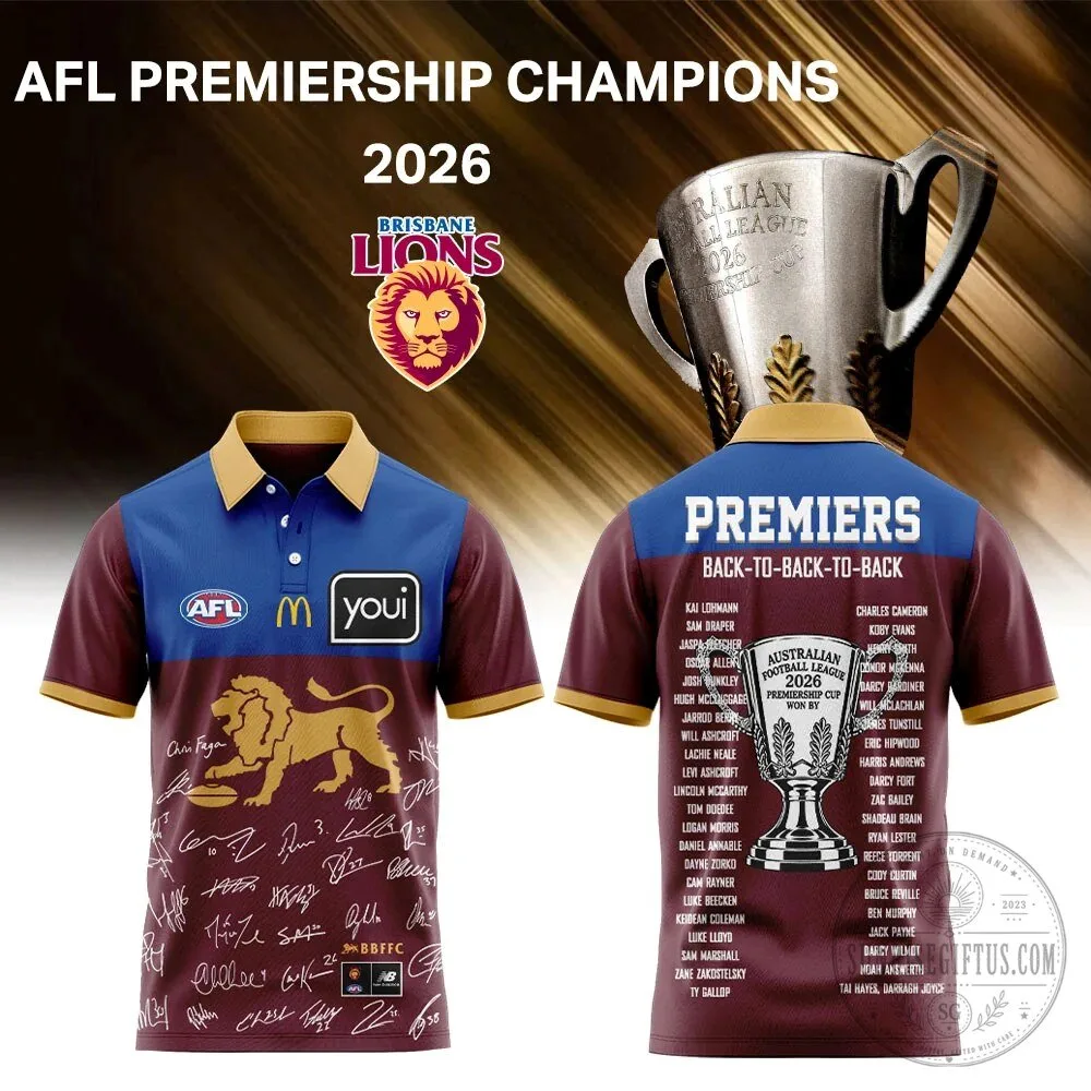 Brisbane Lions AFL 2026 Premiership Champions Commemorative Polo Shirt 2 Brisbane Lions AFL 2026 Premiership Champions Commemorative Polo Shirt