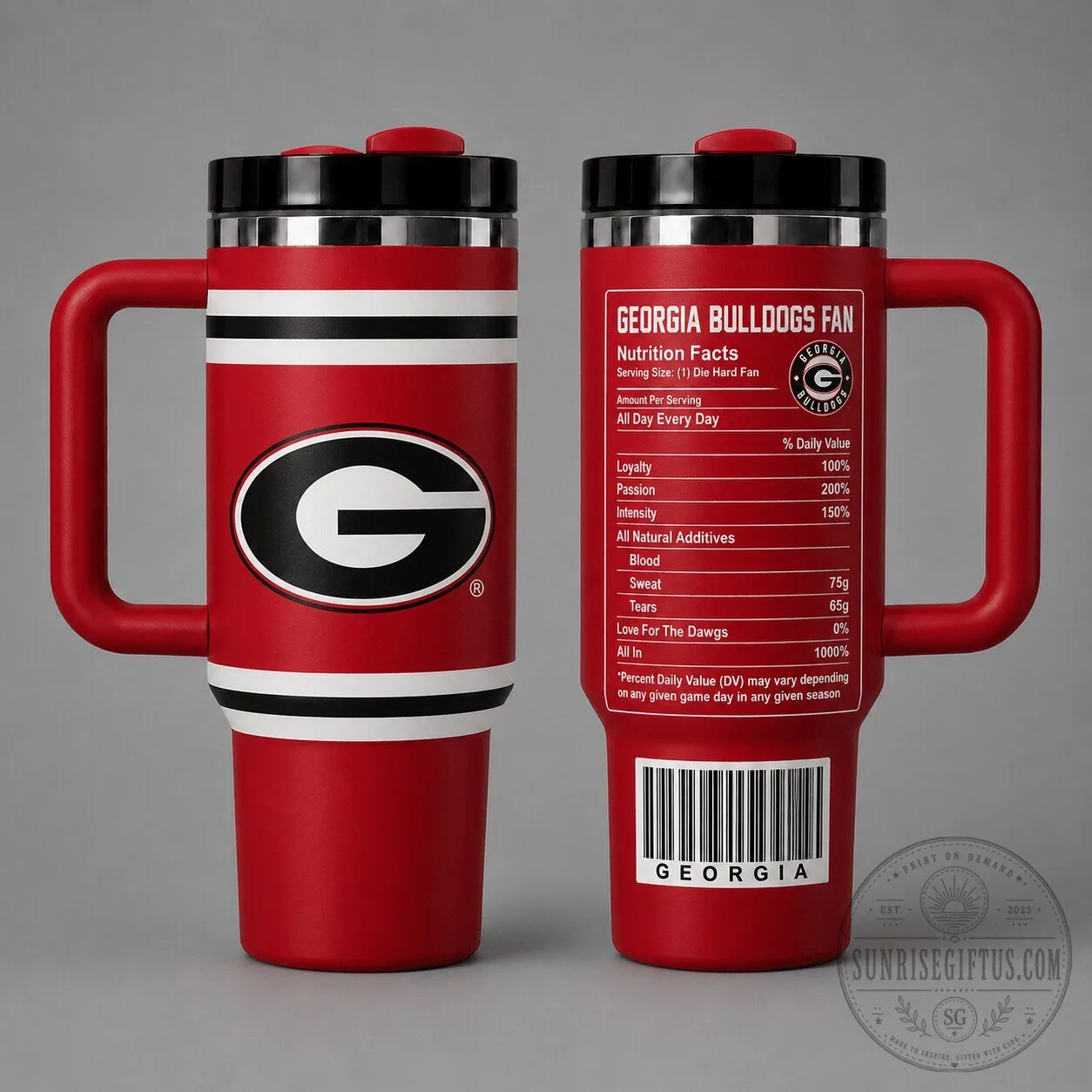 Georgia Bulldogs Football Team Nutrition Facts Stainless Steel Tumbler