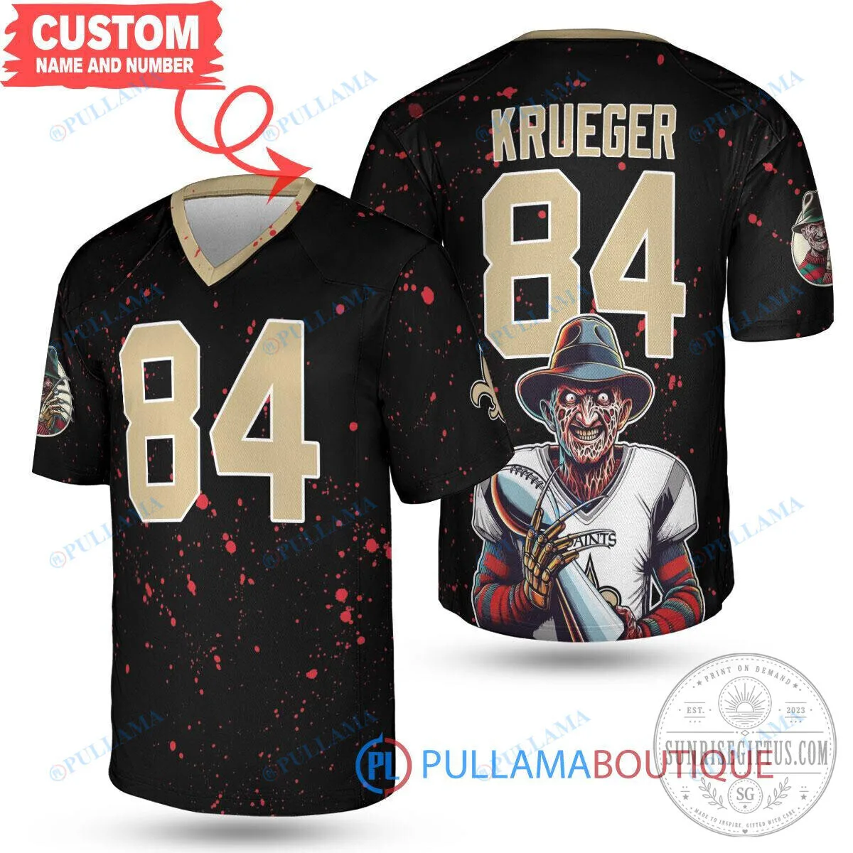Freddy Krueger New Orleans Saints Halloween Football Jersey 5 Freddy Krueger New Orleans Saints Halloween Football Jersey
