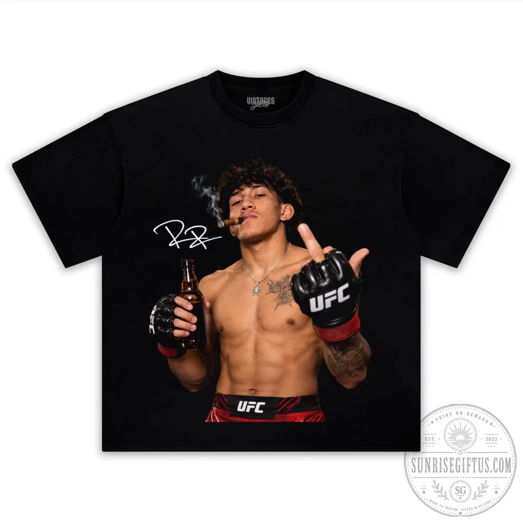 Raul Rosas Junior Middle Finger UFC Fighter Black Graphic T-Shirt Raul Rosas Junior Middle Finger UFC Fighter Black Graphic T-Shirt