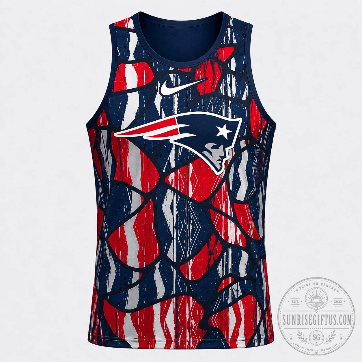 New England Patriots American Flag Pattern Men's Athletic Tank Top