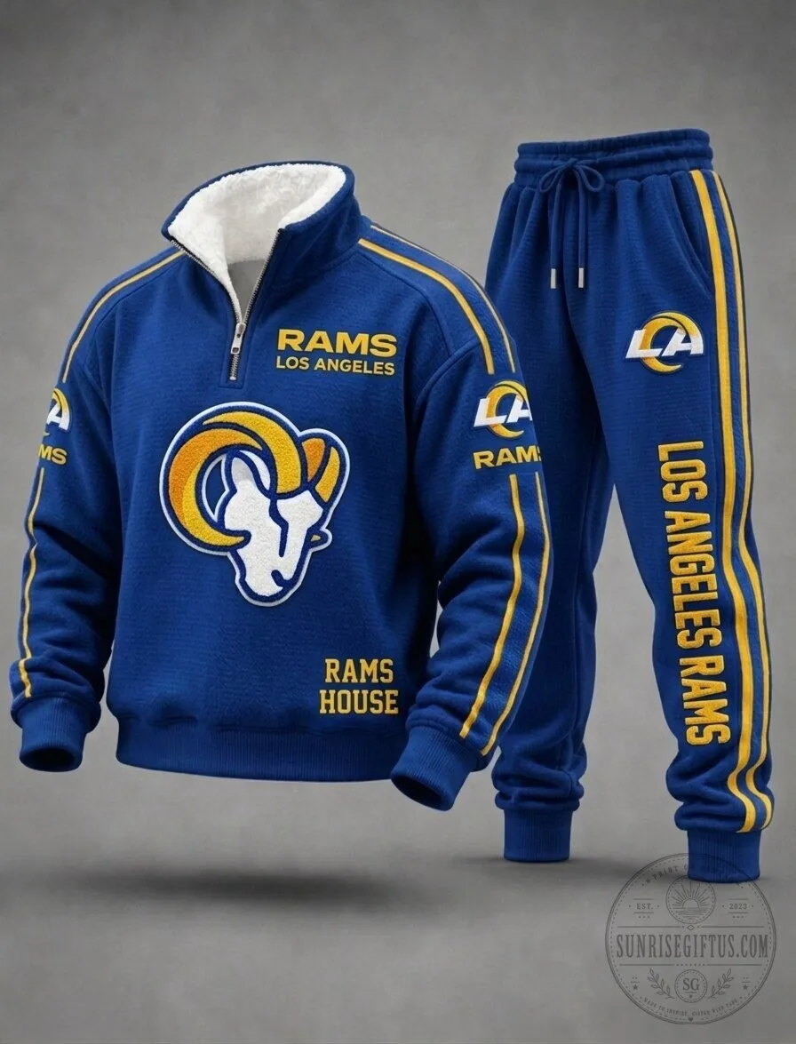 Los Angeles Rams Blue Quarter-Zip Sweatshirt and Sweatpants Set