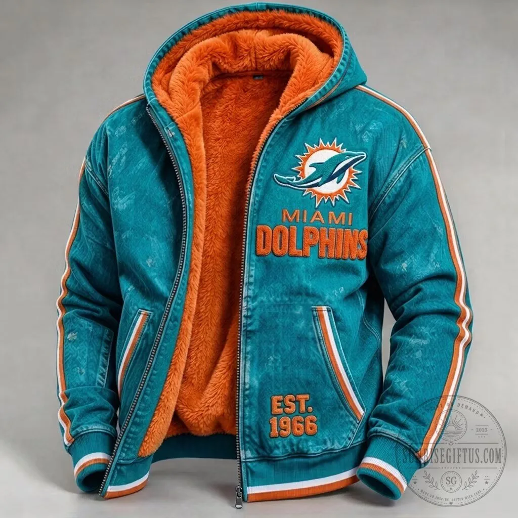 Miami Dolphins National Football League Team Logo Fleece Lined Jacket