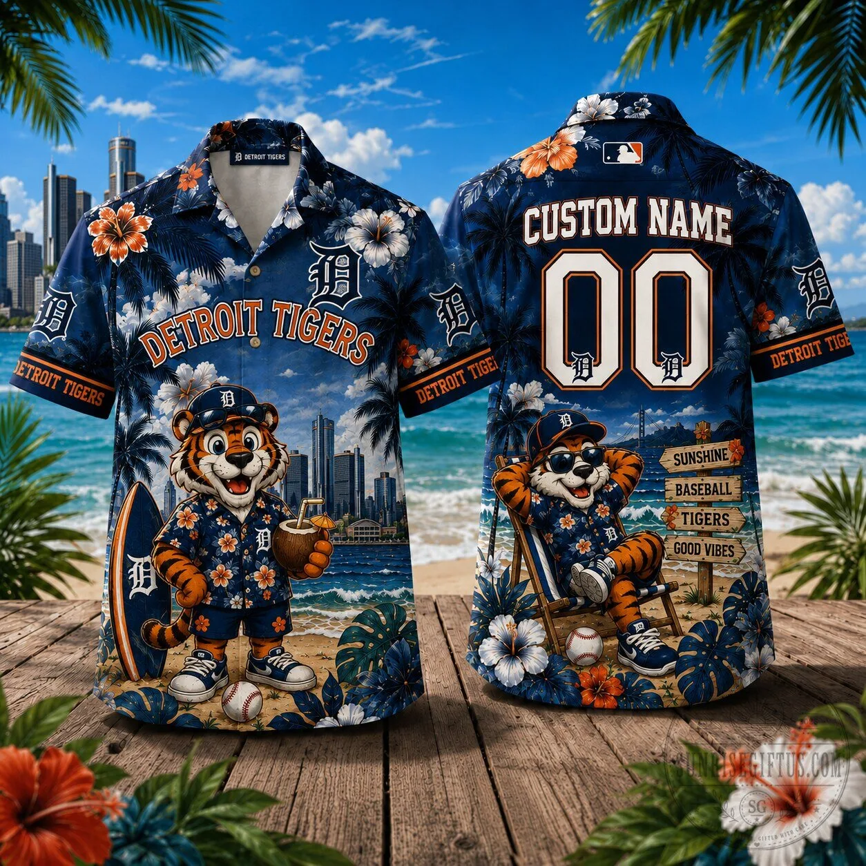 Detroit Tigers Hawaiian Shirt for Baseball Fans - Custom Name and Number 2 Detroit Tigers Hawaiian Shirt for Baseball Fans - Custom Name and Number