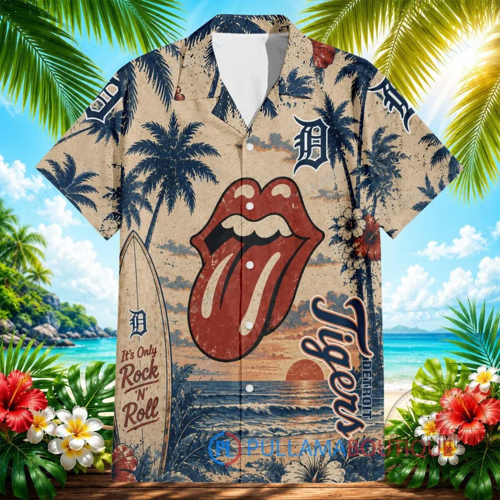 Detroit Tigers The Rolling Stones Hawaiian Shirt Detroit Tigers The Rolling Stones Hawaiian Shirt