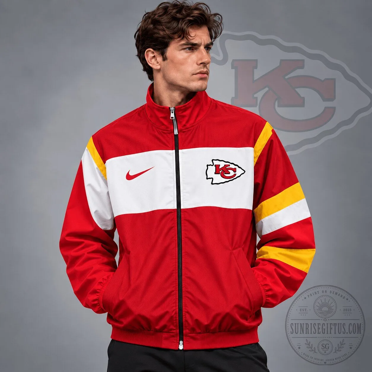 Kansas City Chiefs National Football League Team Crest Color Block Full Zip Track Jacket