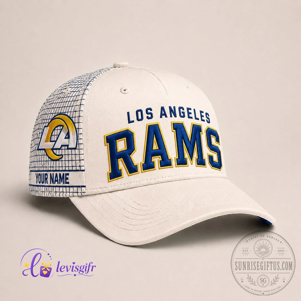 Los Angeles Rams Football Personalized White Cap Hat