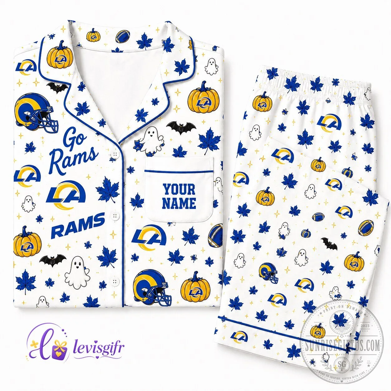 Los Angeles Rams Football Halloween Personalized Pajamas Set for Men and Women 5 Los Angeles Rams Football Halloween Personalized Pajamas Set for Men and Women