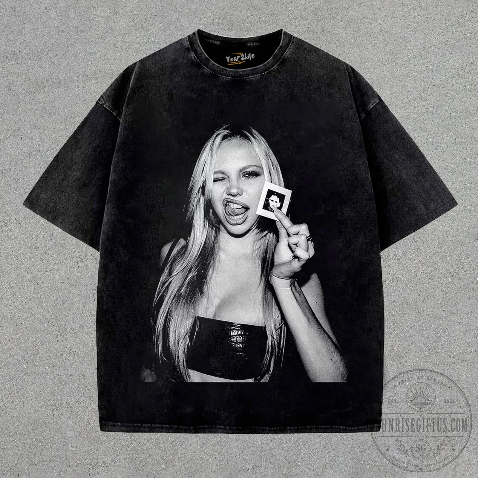 Adela Vintage Washed Graphic Print Oversized T-Shirt 1 Adela Vintage Washed Graphic Print Oversized T-Shirt