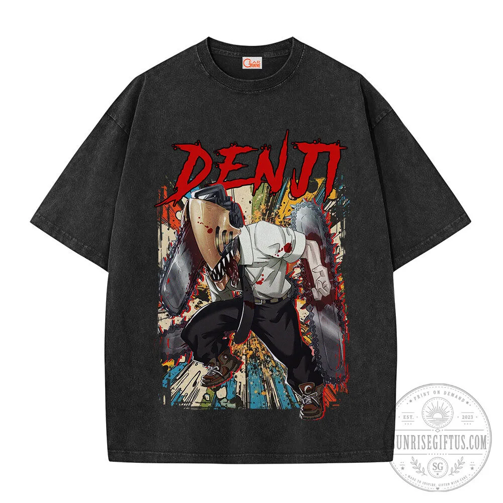 Chainsaw Man Denji Vintage Washed Anime Graphic T-Shirt 6 Chainsaw Man Denji Vintage Washed Anime Graphic T-Shirt