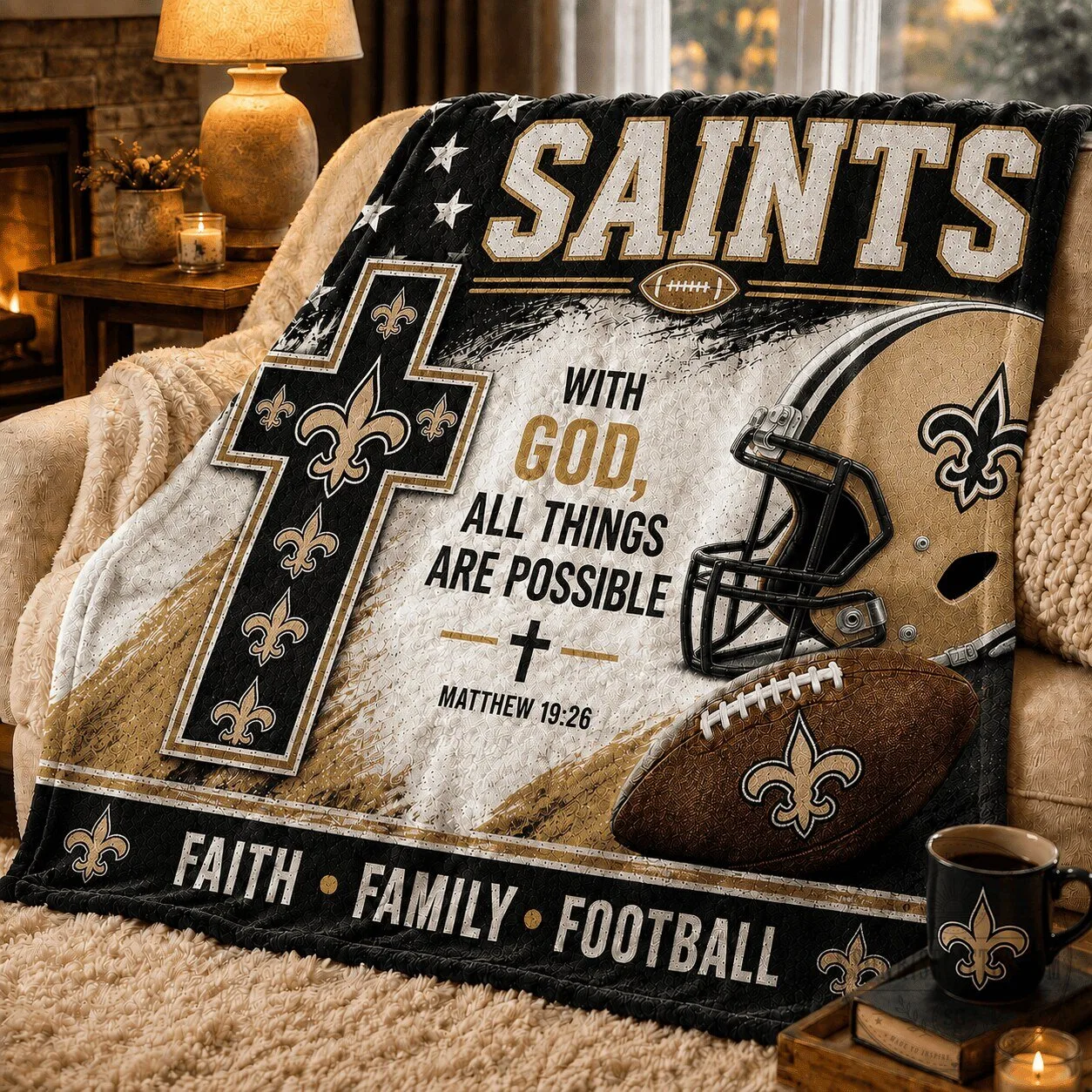 New Orleans Saints Football Team With God All Things Are Possible Blanket 4 New Orleans Saints Football Team With God All Things Are Possible Blanket