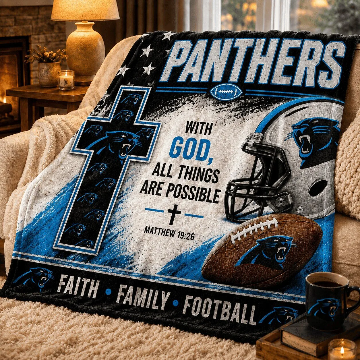Carolina Panthers Football Team With God All Things Are Possible Blanket 2 Carolina Panthers Football Team With God All Things Are Possible Blanket