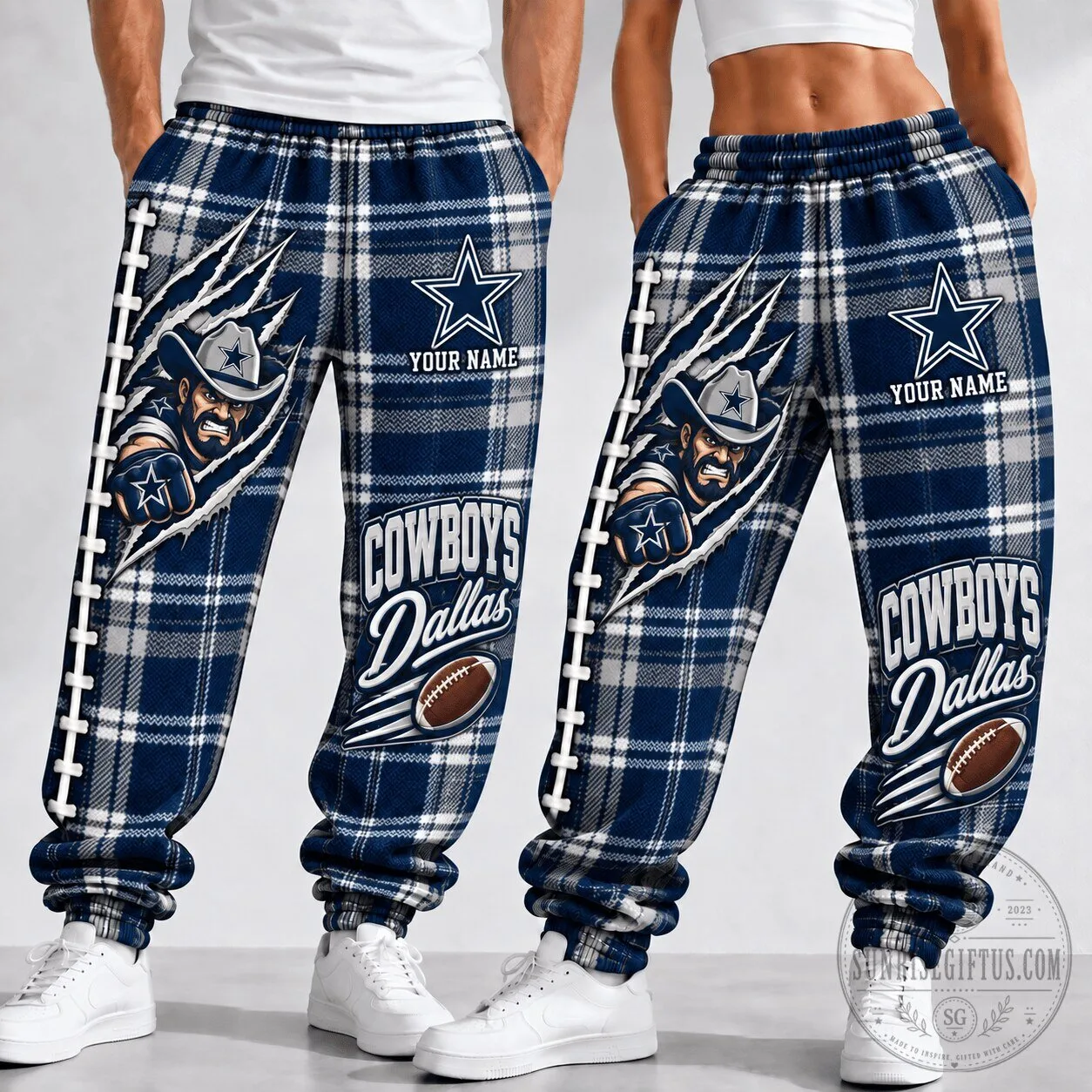 Dallas Cowboys NFL Plaid Custom Name Football Fan Pants 1 Dallas Cowboys NFL Plaid Custom Name Football Fan Pants