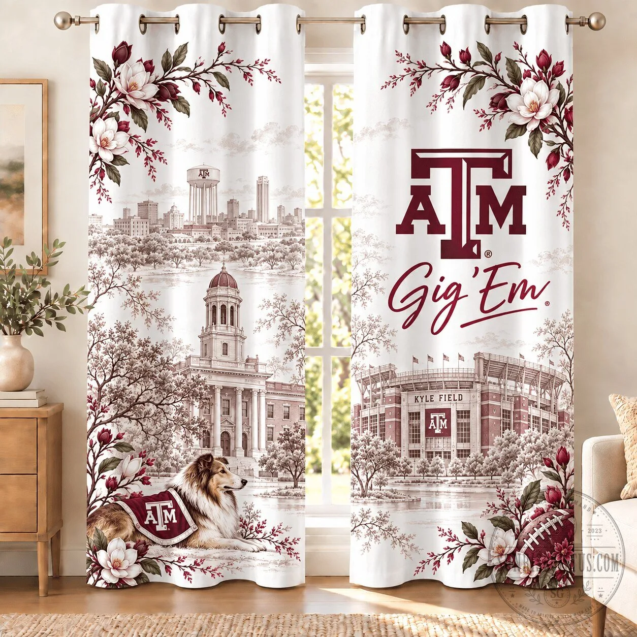 Texas A&M Aggies College Football Fan Room Decor Curtains 2 Texas A&M Aggies College Football Fan Room Decor Curtains