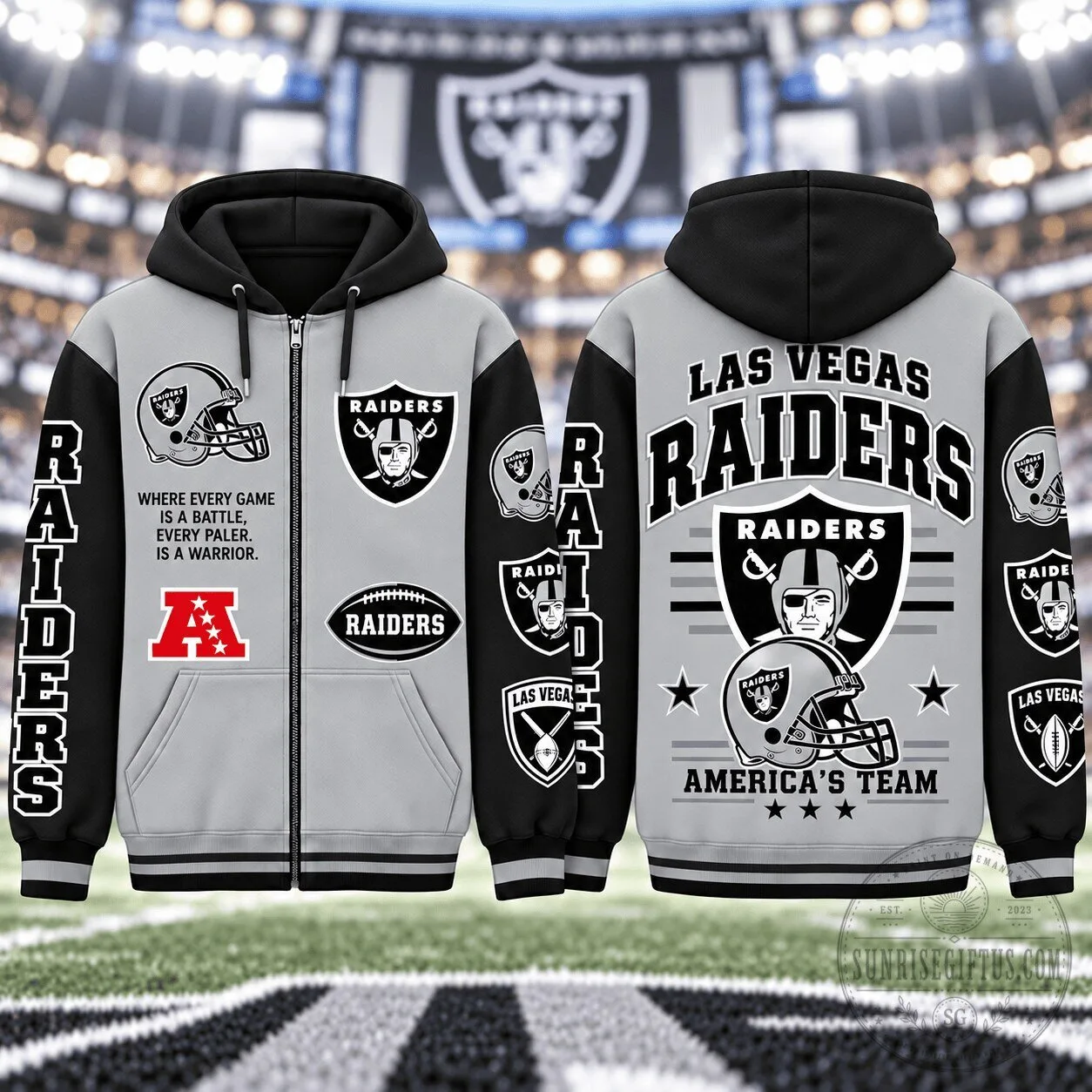 Las Vegas Raiders NFL Football Team Full Zip Hoodie 5 Las Vegas Raiders NFL Football Team Full Zip Hoodie