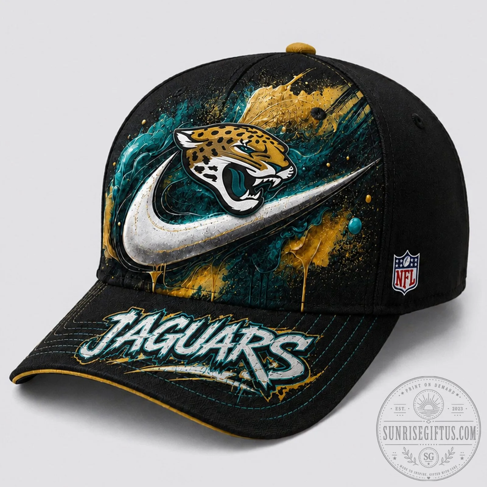 Jacksonville Jaguars Nike Paint Burst NFL Fan Pride Classic Cap Hat 1 Jacksonville Jaguars Nike Paint Burst NFL Fan Pride Classic Cap Hat