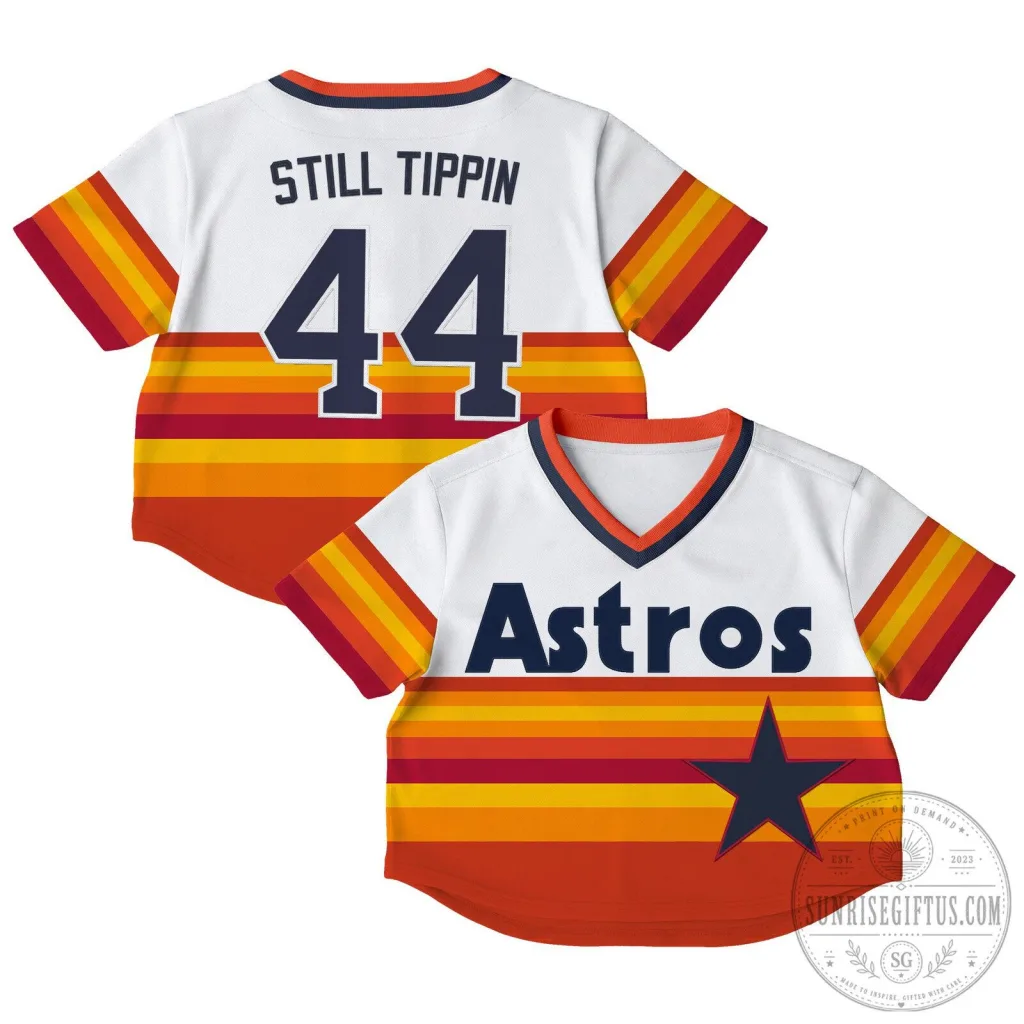 Houston Astros Baseball Still Tippin 44 Throwback Crop Top Baseball Jersey Houston Astros Baseball Still Tippin 44 Throwback Crop Top Baseball Jersey