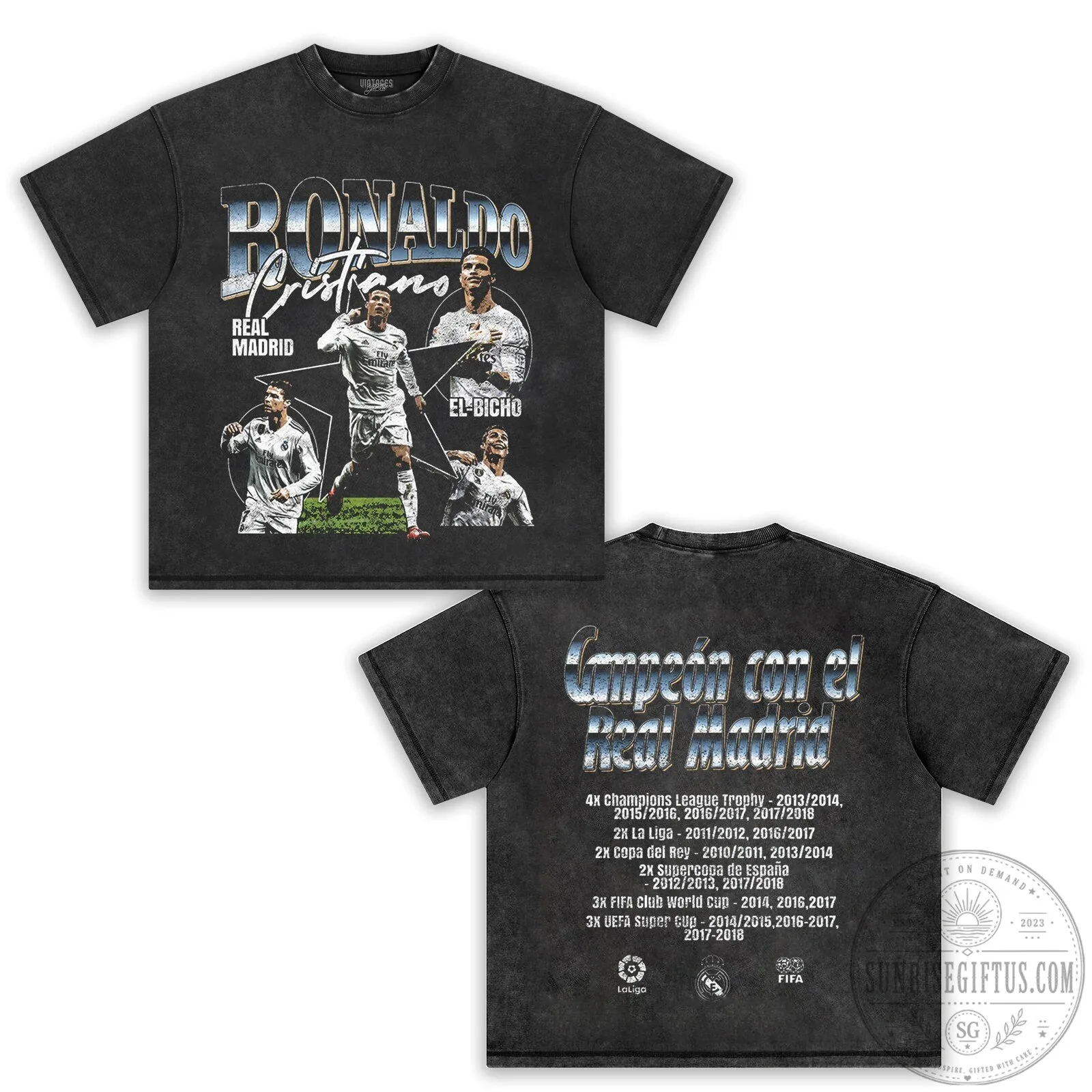 Cristiano Ronaldo Real Madrid Soccer Champion Black Graphic T-Shirt 10 Cristiano Ronaldo Real Madrid Soccer Champion Black Graphic T-Shirt
