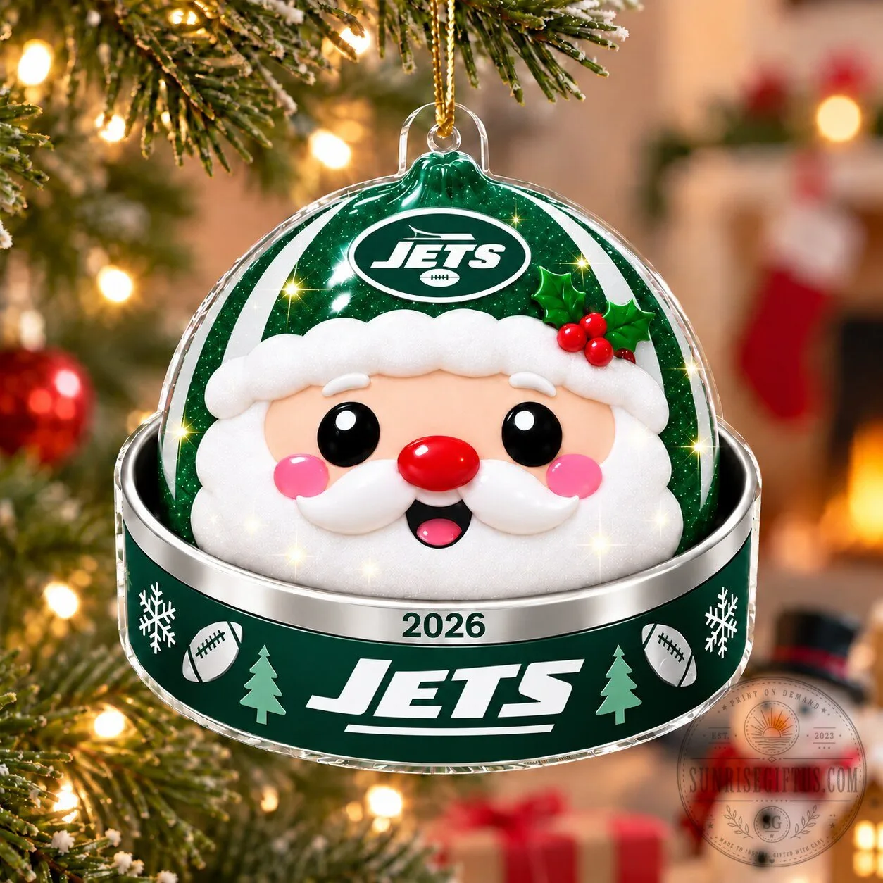 New York Jets Santa Claus Christmas Tree Ornament 2 New York Jets Santa Claus Christmas Tree Ornament