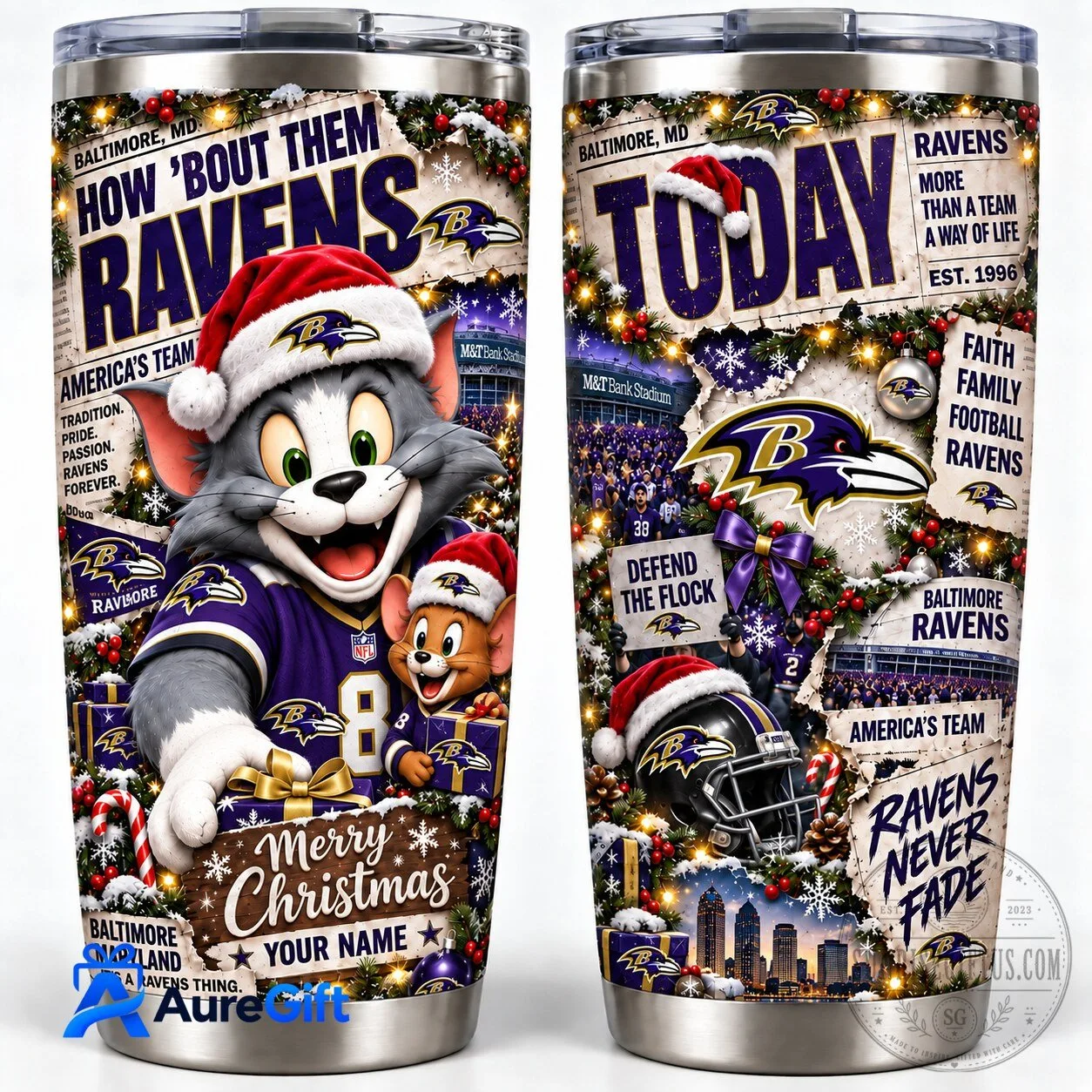 Baltimore Ravens Tom and Jerry Christmas Kickoff Personalized Tumbler 5 Baltimore Ravens Tom and Jerry Christmas Kickoff Personalized Tumbler