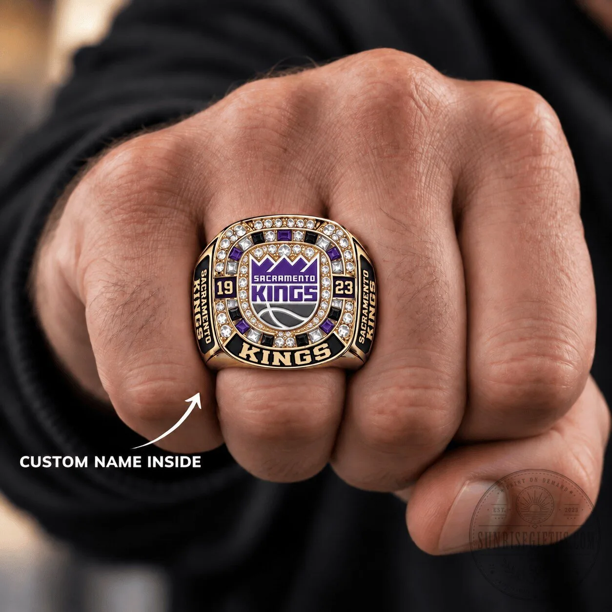 Sacramento Kings NBA Championship Ring Custom Name Gold Plated Fan Gift
