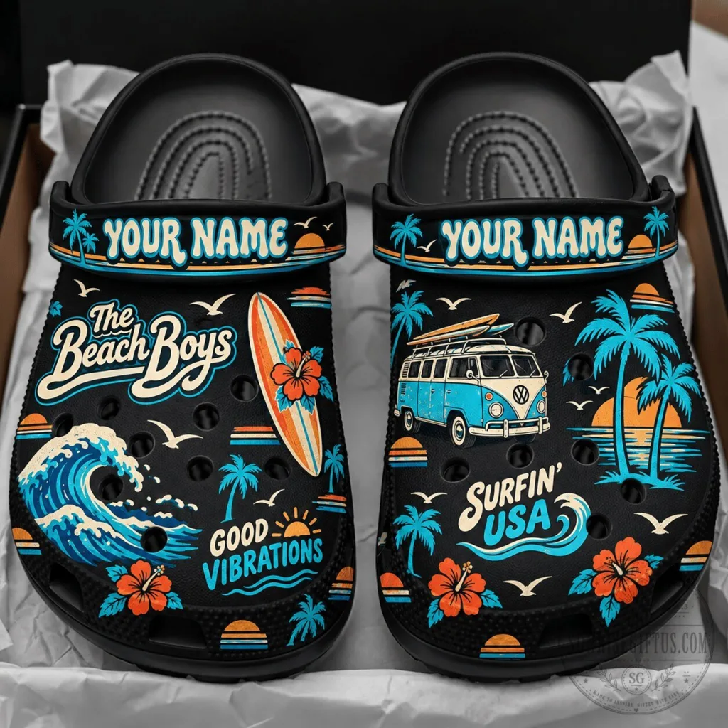 The Beach Boys Surfin' USA Good Vibrations Personalized Clogs The Beach Boys Surfin' USA Good Vibrations Personalized Clogs