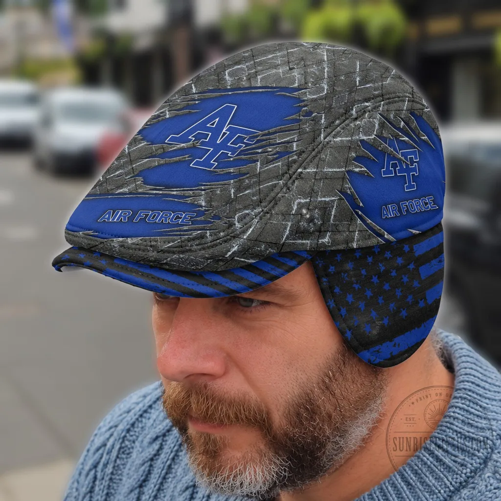 NCAA Flat Cap featuring Foldable Ear Flaps for Air Force Falcons Fans NCAA Flat Cap featuring Foldable Ear Flaps for Air Force Falcons Fans