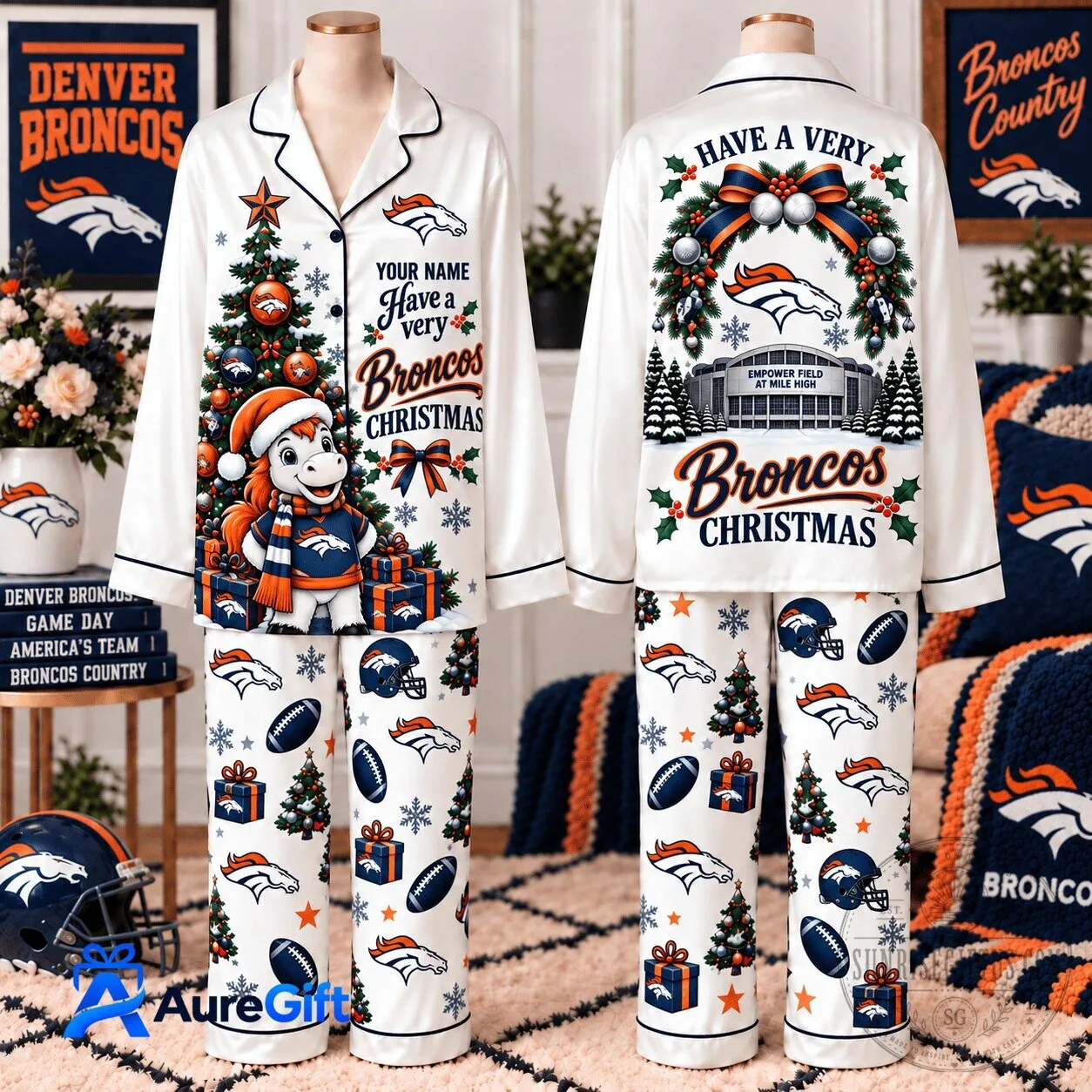 Denver Broncos Christmas Pajamas Set Personalized Have a Very Broncos Christmas 2 Denver Broncos Christmas Pajamas Set Personalized Have a Very Broncos Christmas