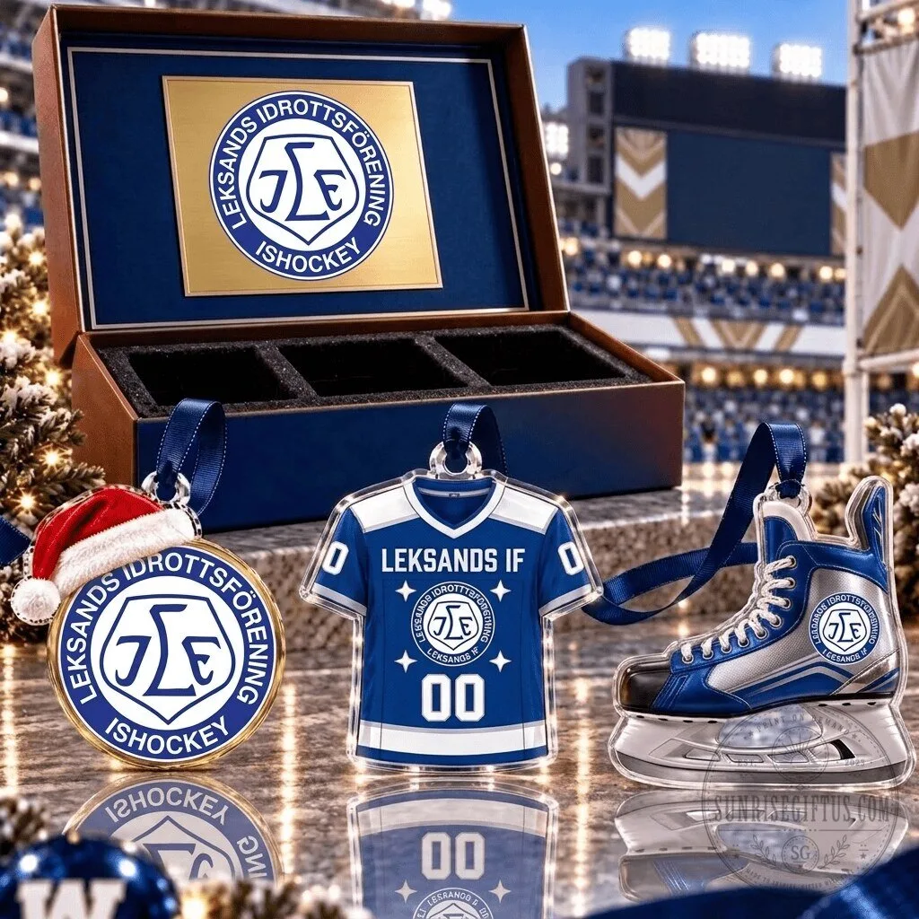 Leksands IF SHL Team Full Set 3 Piece Acrylic Christmas Ornament