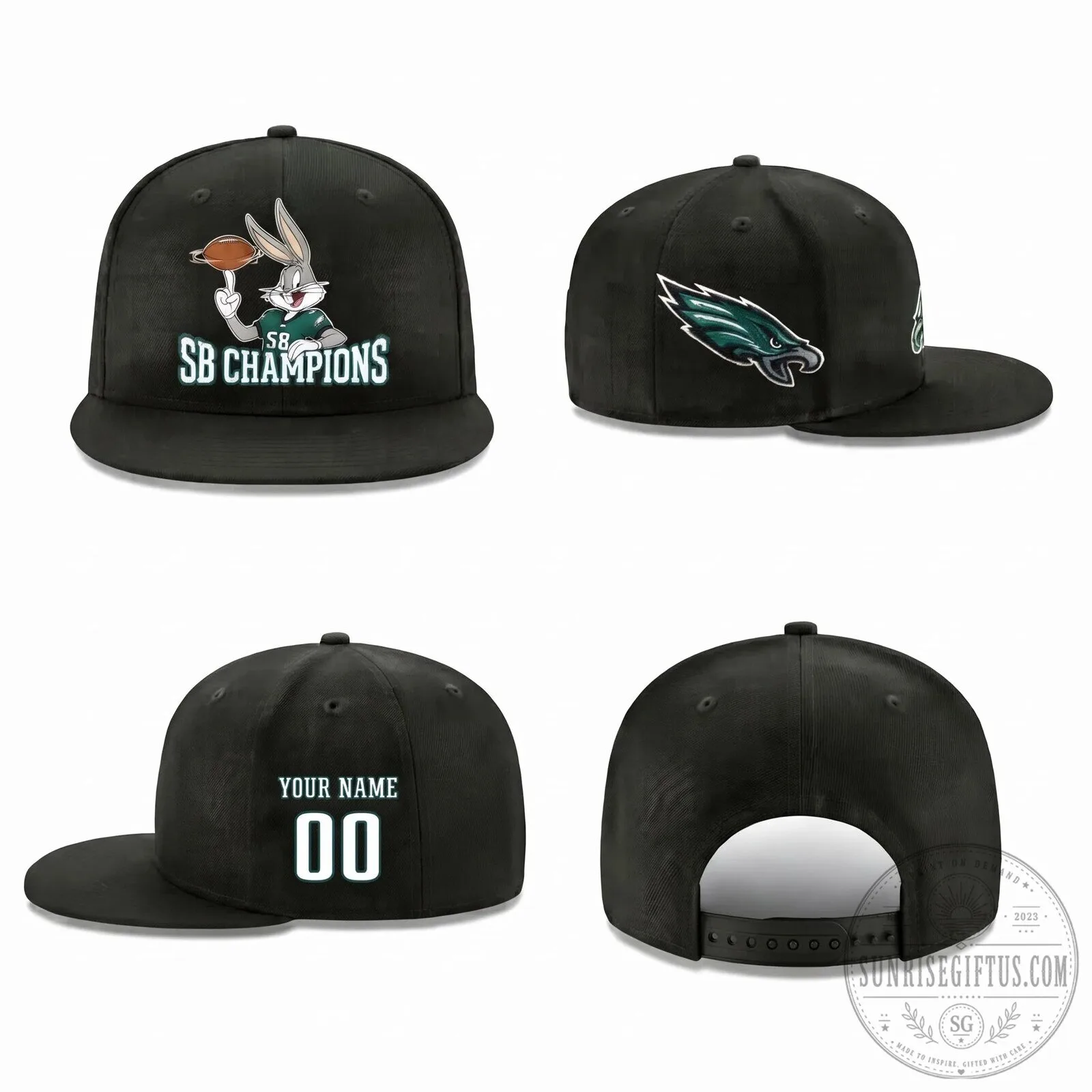 Philadelphia Eagles Bugs Bunny Super Bowl Champions Personalized Snapback Hat 6 Philadelphia Eagles Bugs Bunny Super Bowl Champions Personalized Snapback Hat