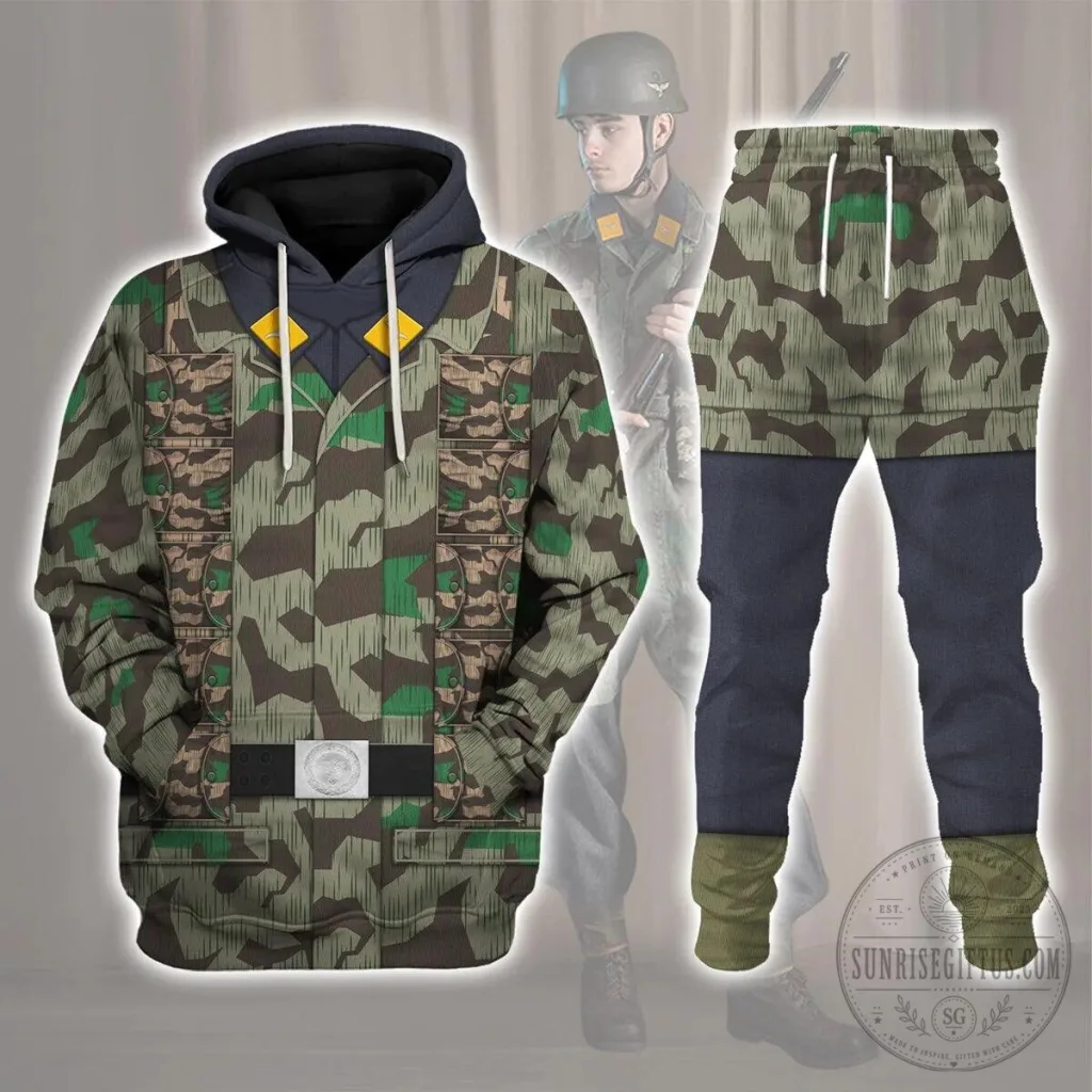 German Parachutist Splinter Pattern Camouflage Combat Uniform Hoodie German Parachutist Splinter Pattern Camouflage Combat Uniform Hoodie