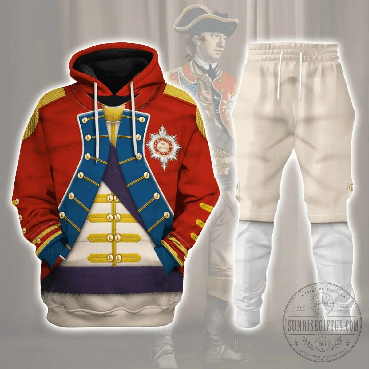 George Washington American Revolution Uniform All Over Print Hoodie