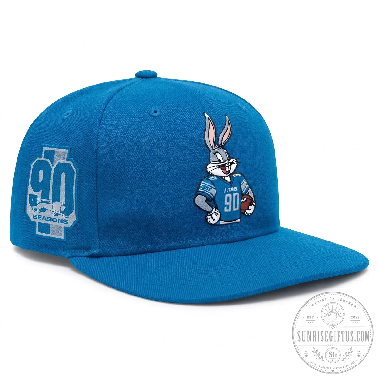 Bugs Bunny 90 Seasons Black Snapback Hat for Detroit Lions 10 Bugs Bunny 90 Seasons Black Snapback Hat for Detroit Lions
