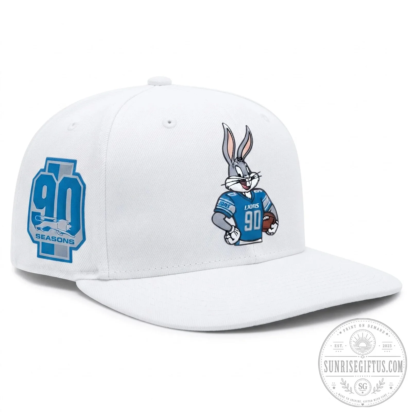 Bugs Bunny 90 Seasons Black Snapback Hat for Detroit Lions 12 Bugs Bunny 90 Seasons Black Snapback Hat for Detroit Lions