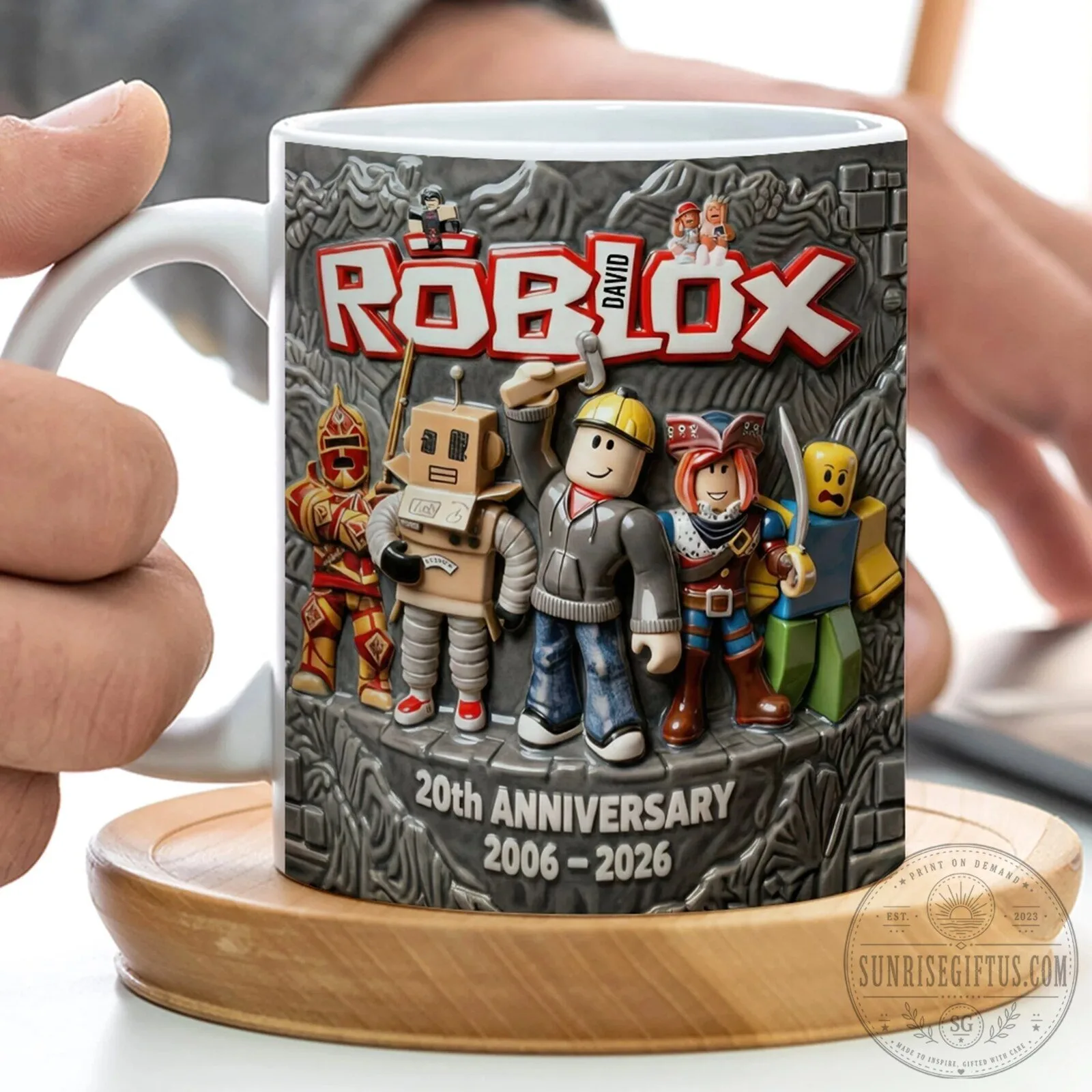 Roblox 20th Anniversary David Personalized Gamer Coffee Mug 2 Roblox 20th Anniversary David Personalized Gamer Coffee Mug