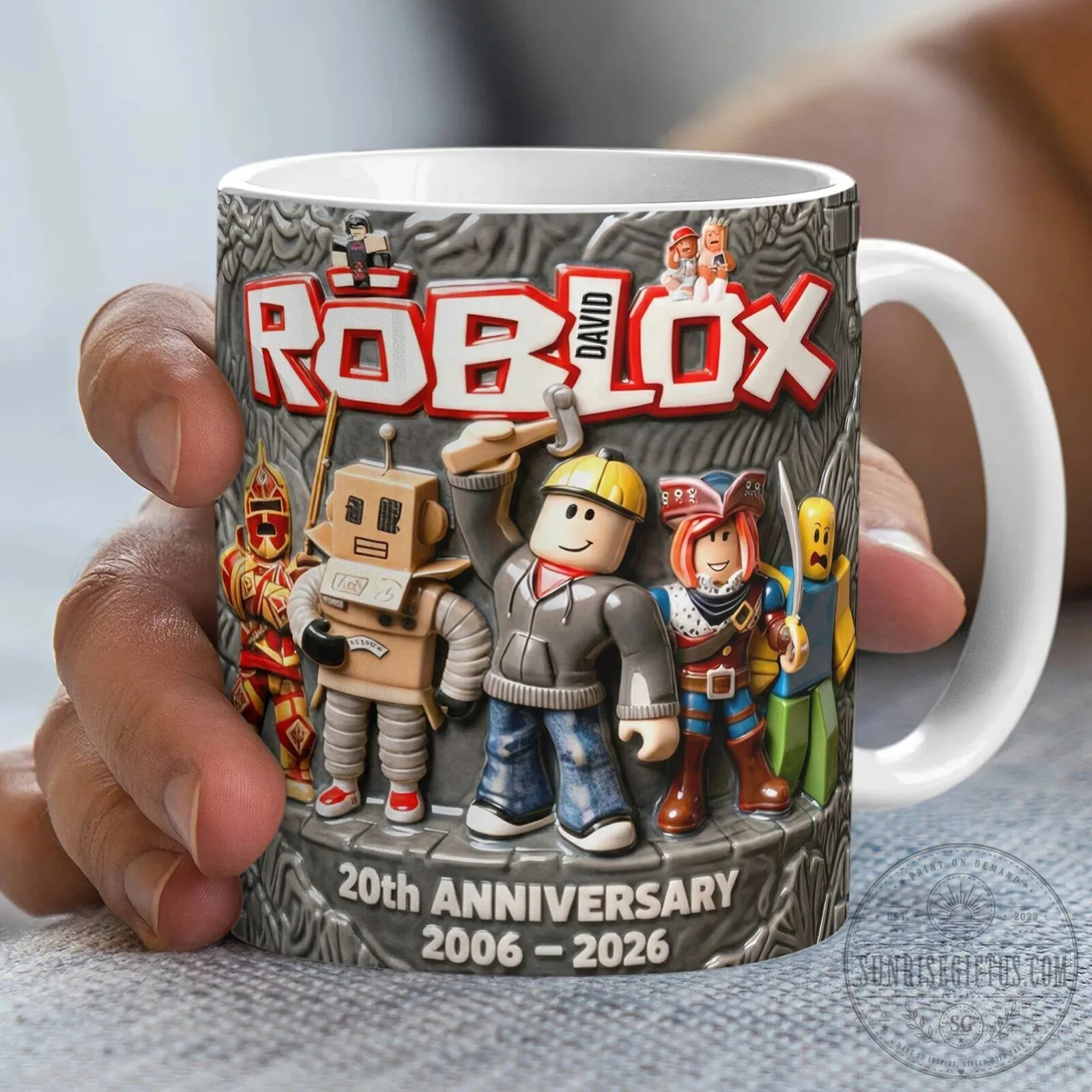 Roblox 20th Anniversary David Personalized Gamer Coffee Mug 8 Roblox 20th Anniversary David Personalized Gamer Coffee Mug