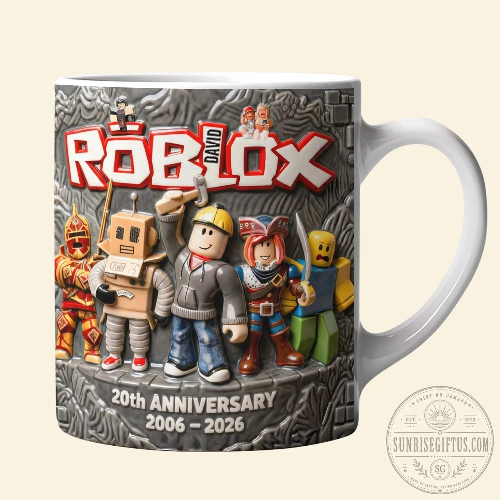 Roblox 20th Anniversary David Personalized Gamer Coffee Mug 9 Roblox 20th Anniversary David Personalized Gamer Coffee Mug